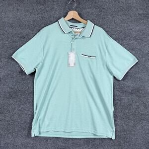 Eighth Avenue Polo Shirt Men's Large Green Short Sleeve Viscose Blend Pocket New